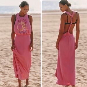 ANTHROPOLOGIE JORDAN NICKSON X CELANDINE TWIST BACK T-SHIRT MAXI DRESS M NWT